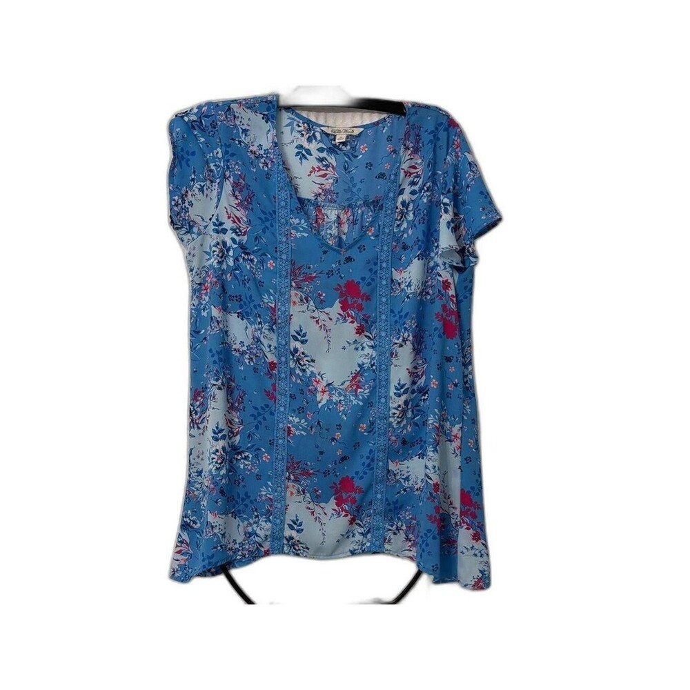 Pioneer Woman Women's Blue and Pink Blouse MD